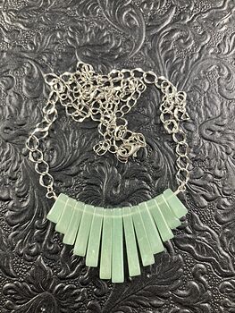Green Aventurine Stone Bar and Hematite Circle Chain Collar Crystal Pendant Necklace #EiNQyfk7fmI