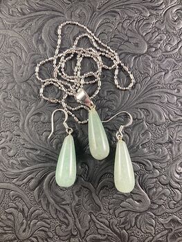 Green Aventurine Stone Jewelry Earrings and Pendant Set #rdeP8rNdBeQ