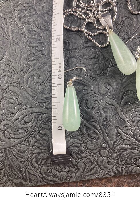 Green Aventurine Stone Jewelry Earrings and Pendant Set - #rdeP8rNdBeQ-2