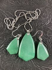 Green Aventurine Stone Jewelry Necklace Pendant and Earring Set #ULG4BAvRqo8