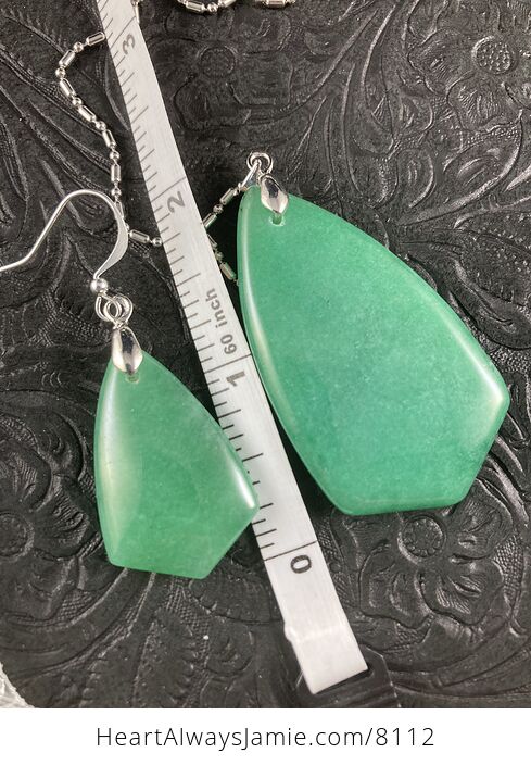 Green Aventurine Stone Jewelry Necklace Pendant and Earring Set - #ULG4BAvRqo8-6