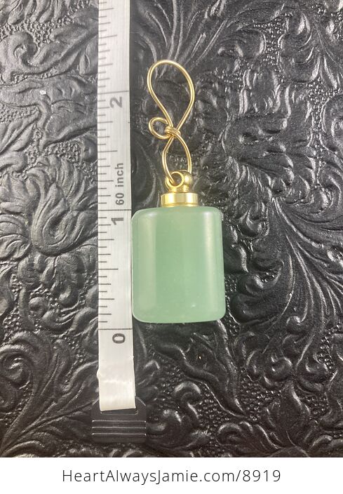 Green Aventurine Stone Perfume or Essential Oil Bottle Memorial Urn Pendant Jewelry - #UPeaFn1RH68-1