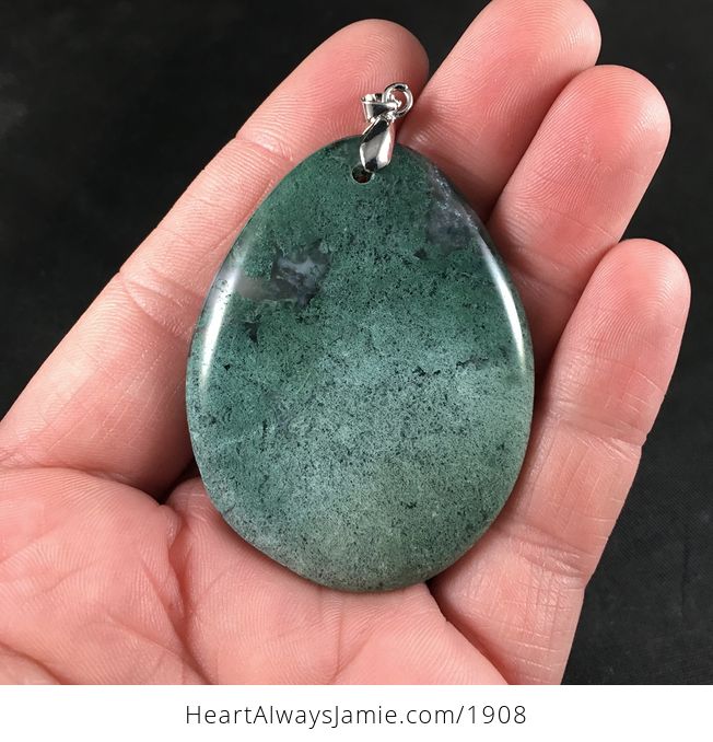 Green Beautiful Moss Agate Stone Pendant Necklace - #yQpplYVnLQc-2