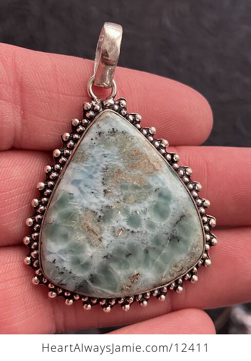 Green Blue and Beige Pectolite Larimar Stone Jewelry Crystal Pendant - #UFCxc8qFiaA-2