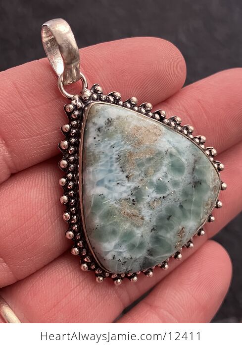 Green Blue and Beige Pectolite Larimar Stone Jewelry Crystal Pendant - #UFCxc8qFiaA-3