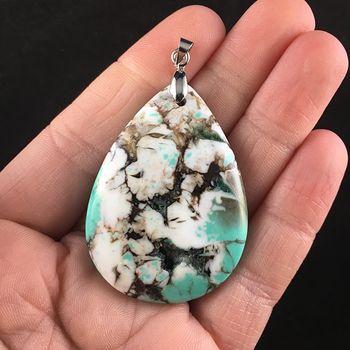 Green Brown and White Turquoise Stone Jewelry Pendant #YkX2VLfmVNQ