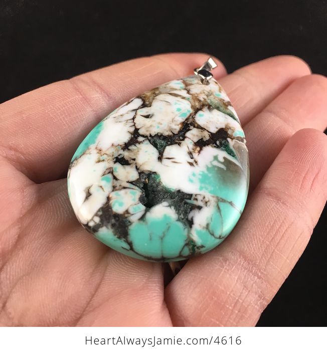 Green Brown and White Turquoise Stone Jewelry Pendant - #YkX2VLfmVNQ-2