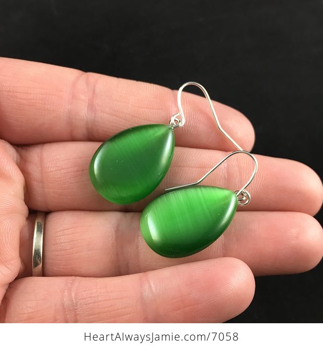 Green Cats Eye Stone Jewelry Earrings - #aI35MNeHoPA-3