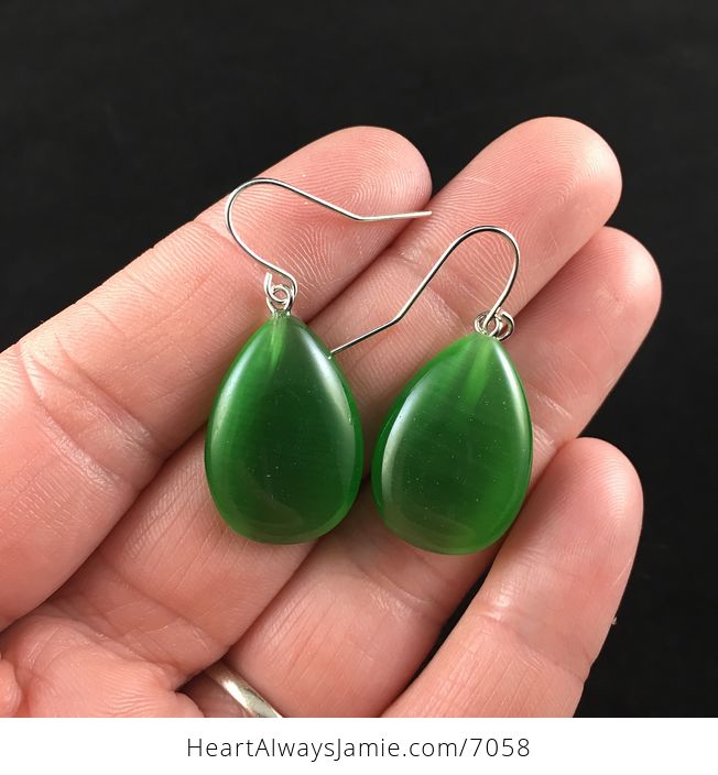 Green Cats Eye Stone Jewelry Earrings - #aI35MNeHoPA-1
