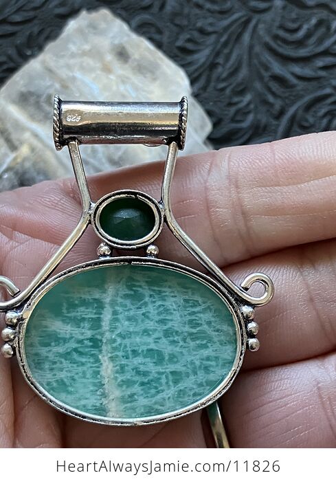 Green Chalcedony and Amazonite Crystal Gemstone Jewelry Pendant - #StQeMuHKgcE-2