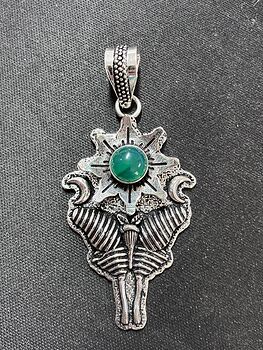 Green Chalcedony Flower Luna Moth Sun Crescent Moon Mystic Pendant Stone Jewelry Crystal #p3jjyg95MFY