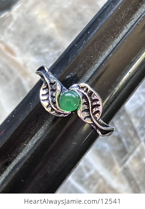 Green Chalcedony Onyx Leafy Crystal Stone Jewelry Ring - #jJQiRpUknYI-4