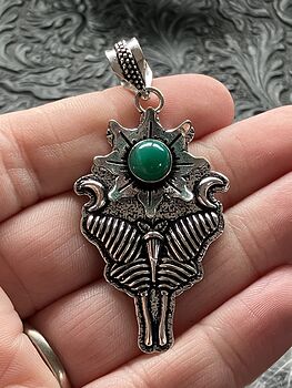Green Chalcedony Onyx Luna Moth Sun Crescent Moon Lunar Mystic Handcrafted Stone Jewelry Crystal Pendant #BpgOhVifd4Q