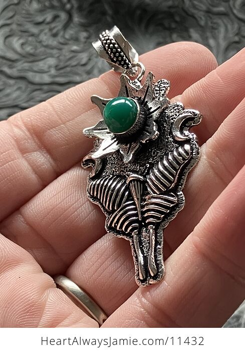Green Chalcedony Onyx Luna Moth Sun Crescent Moon Lunar Mystic Handcrafted Stone Jewelry Crystal Pendant - #BpgOhVifd4Q-3