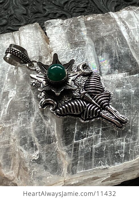 Green Chalcedony Onyx Luna Moth Sun Crescent Moon Lunar Mystic Handcrafted Stone Jewelry Crystal Pendant - #BpgOhVifd4Q-6