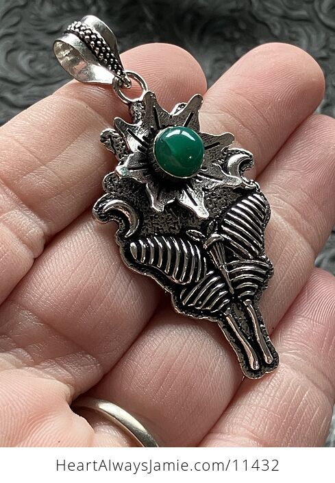Green Chalcedony Onyx Luna Moth Sun Crescent Moon Lunar Mystic Handcrafted Stone Jewelry Crystal Pendant - #BpgOhVifd4Q-2