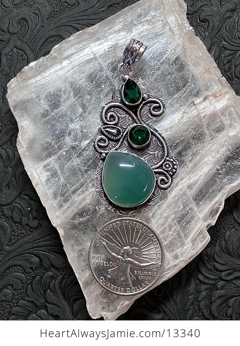 Green Chalcedony Pendant Stone Crystal Jewelry - #s8yqNxzQzKc-2