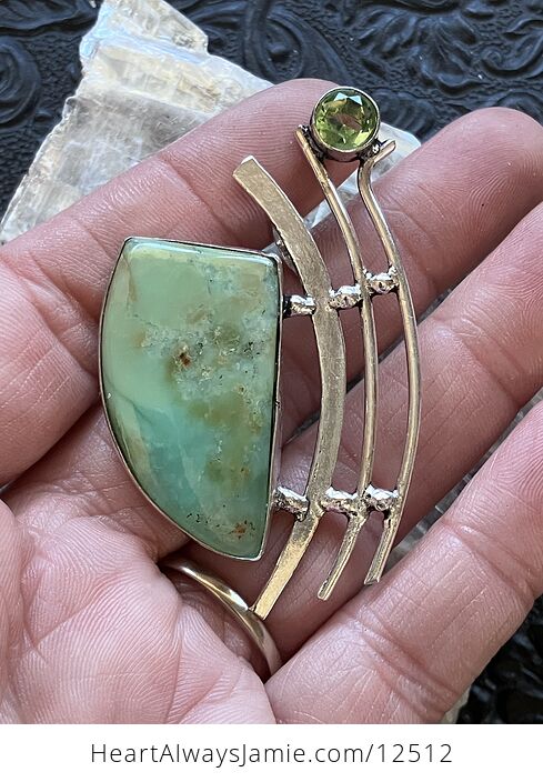 Green Chrysoprase and Peridot Stone Jewelry Crystal Pendant - #F1W4ZaVpBtc-4