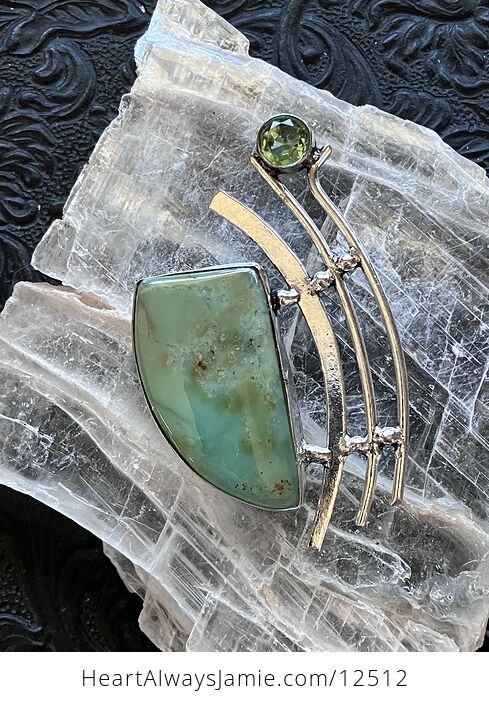 Green Chrysoprase and Peridot Stone Jewelry Crystal Pendant - #F1W4ZaVpBtc-2