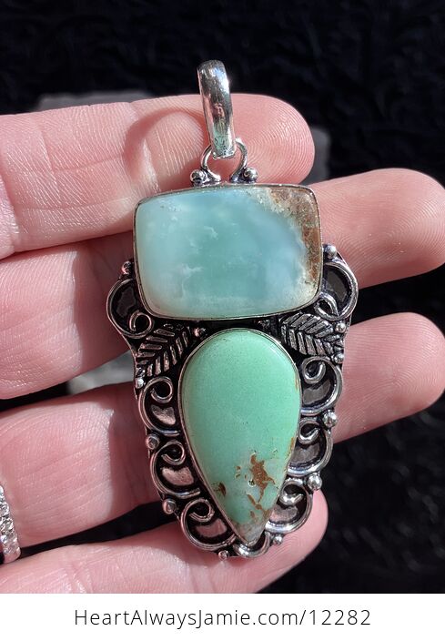 Green Chrysoprase Stone Jewelry Crystal Pendant - #1XxVXIk4N9g-1