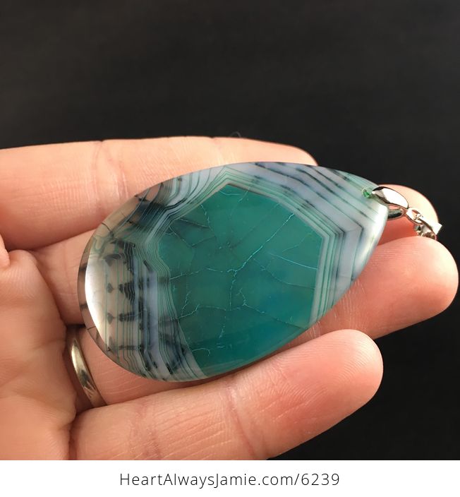 Green Dragon Veins Agate Stone Jewelry Pendant - #duCFkV8GlHo-3