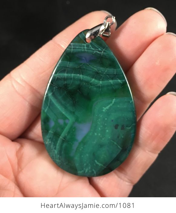 Green Dragon Veins Agate Stone Pendant Necklace - #SUDd9zTVdXE-2
