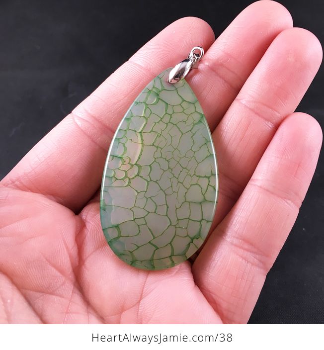 Green Dragon Veins Stone Agate Pendant Necklace - #0l8rzJ32vpw-2