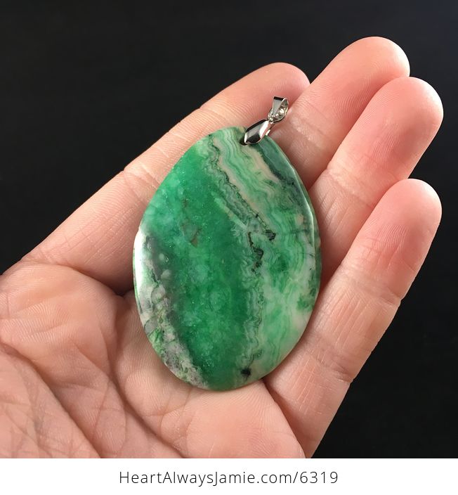 Green Drusy Crazy Lace Agate Stone Jewelry Pendant - #Wvu0fGnGWY4-1