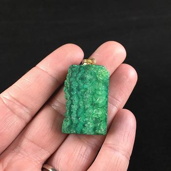 Green Druzy Agate Stone Jewelry Pendant #4U4LMAdIxH0