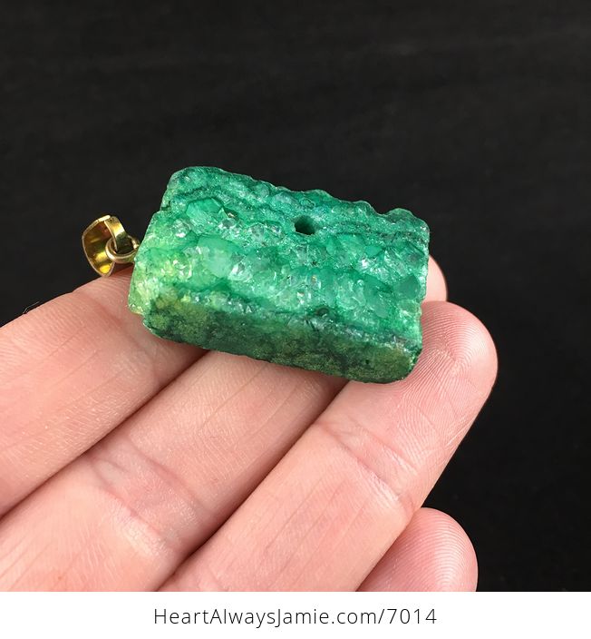 Green Druzy Agate Stone Jewelry Pendant - #4U4LMAdIxH0-5