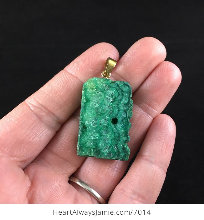 Green Druzy Agate Stone Jewelry Pendant - #4U4LMAdIxH0-2