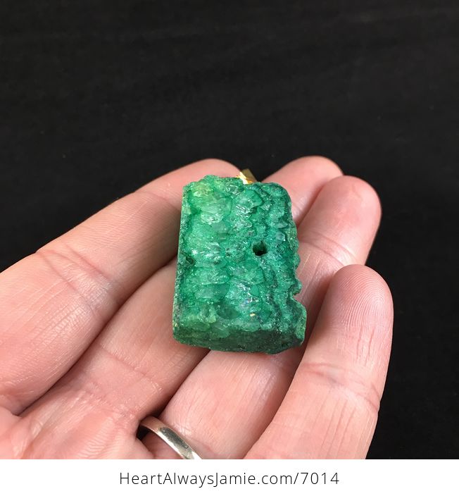 Green Druzy Agate Stone Jewelry Pendant - #4U4LMAdIxH0-3