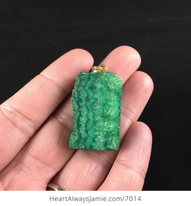 Green Druzy Agate Stone Jewelry Pendant - #4U4LMAdIxH0-1