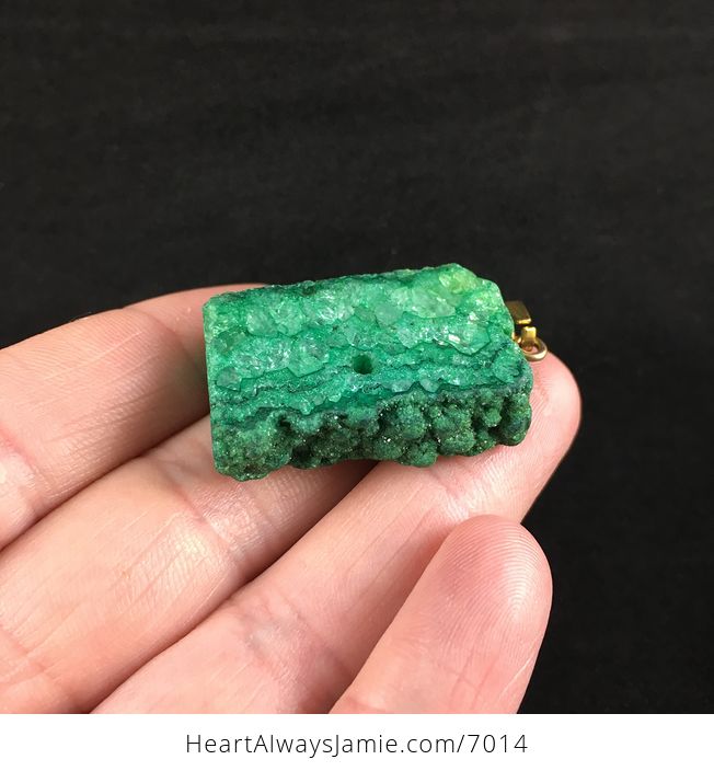 Green Druzy Agate Stone Jewelry Pendant - #4U4LMAdIxH0-4
