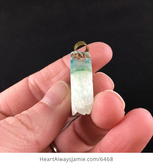 Green Druzy Agate Stone Jewelry Pendant - #LlQL1FZzGKY-3