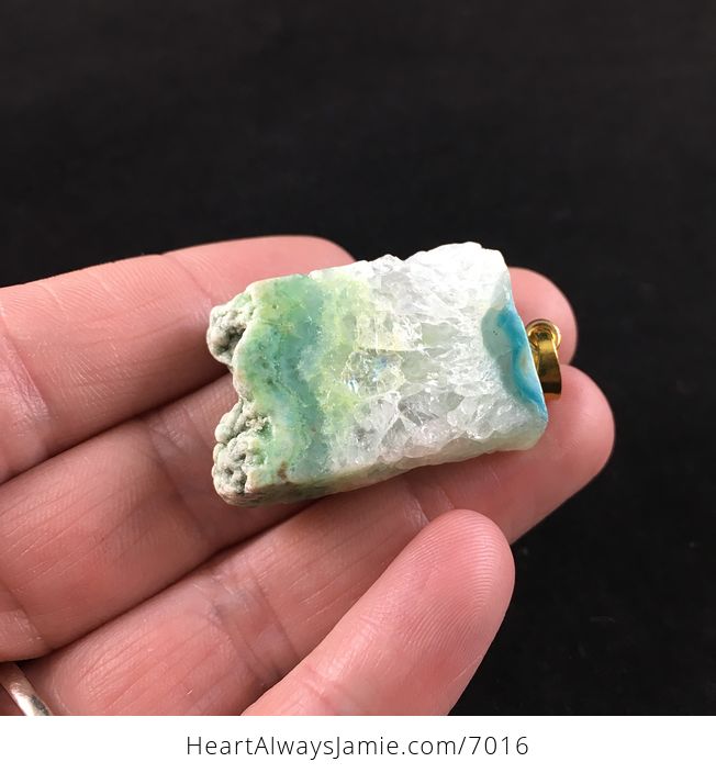 Green Druzy Agate Stone Jewelry Pendant - #R7uHqImAAAA-2