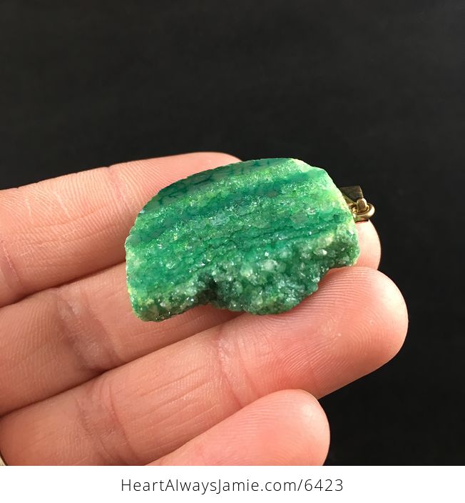 Green Druzy Agate Stone Jewelry Pendant - #UKnQ85YXgdc-2