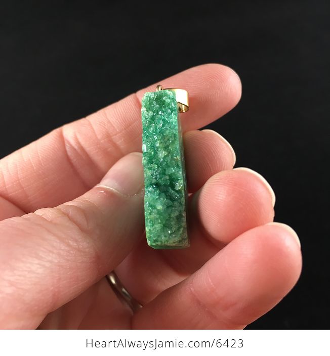 Green Druzy Agate Stone Jewelry Pendant - #UKnQ85YXgdc-3