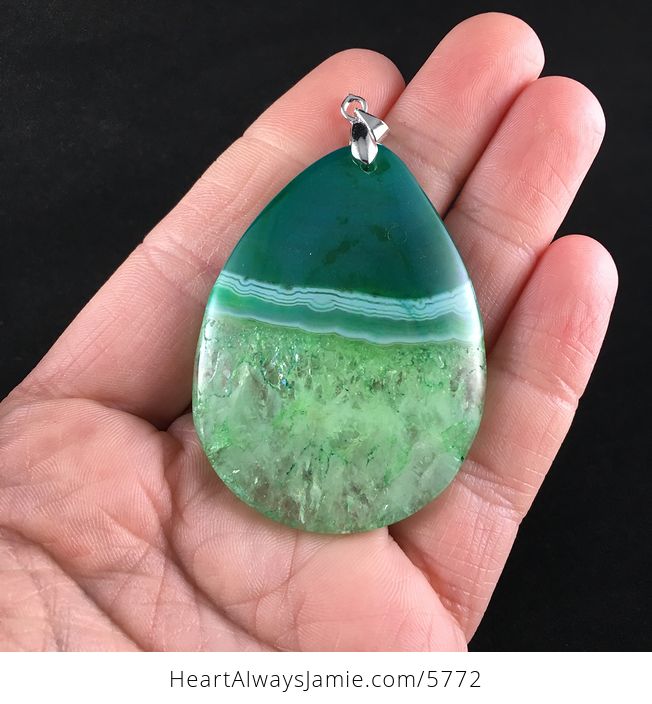 Green Druzy Agate Stone Jewelry Pendant - #VuNPlAtmw8I-1