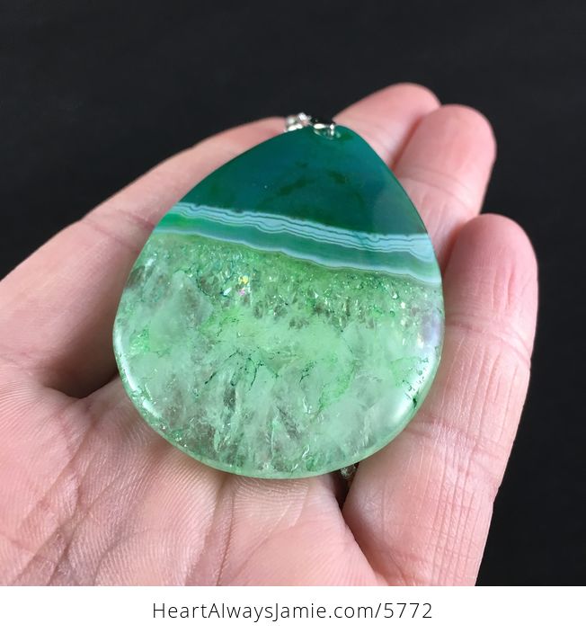 Green Druzy Agate Stone Jewelry Pendant - #VuNPlAtmw8I-2