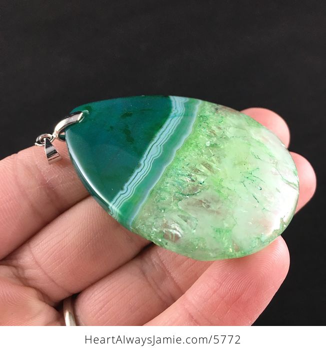 Green Druzy Agate Stone Jewelry Pendant - #VuNPlAtmw8I-4