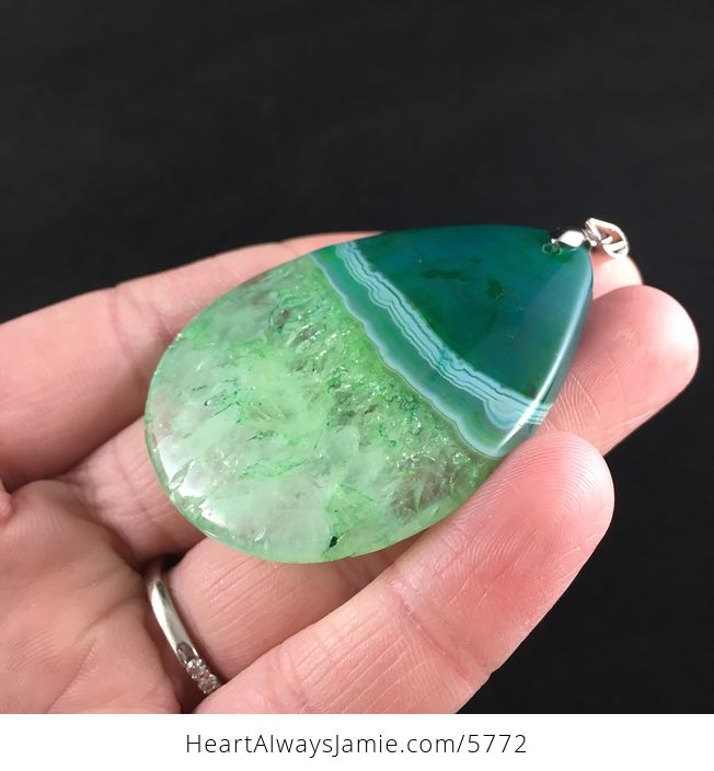 Green Druzy Agate Stone Jewelry Pendant - #VuNPlAtmw8I-3