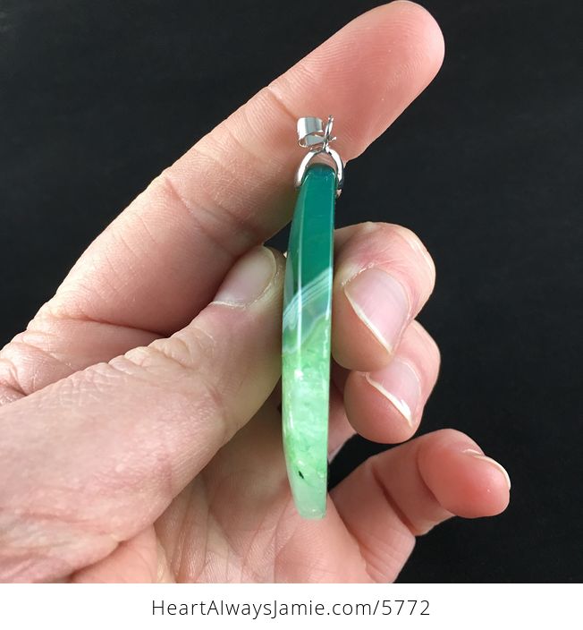 Green Druzy Agate Stone Jewelry Pendant - #VuNPlAtmw8I-5