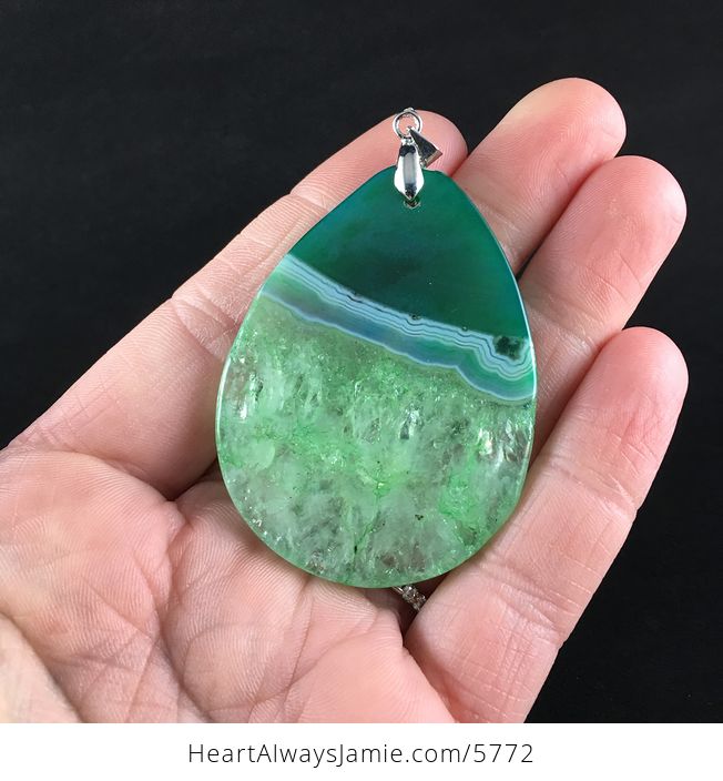 Green Druzy Agate Stone Jewelry Pendant - #VuNPlAtmw8I-6