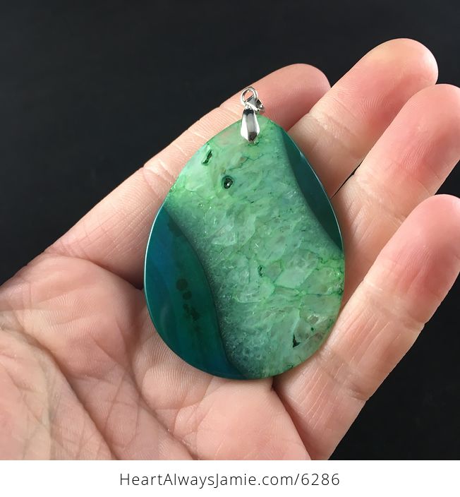 Green Druzy Agate Stone Jewelry Pendant - #WhHKVVQLbhs-6
