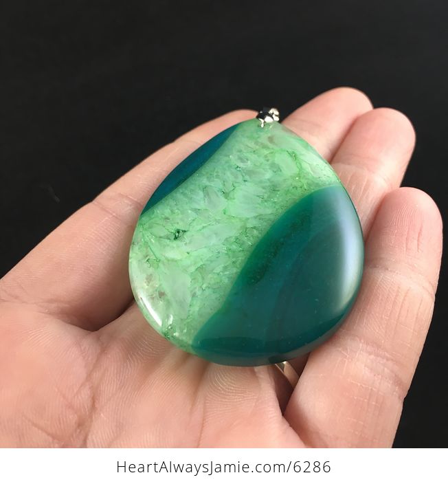 Green Druzy Agate Stone Jewelry Pendant - #WhHKVVQLbhs-2
