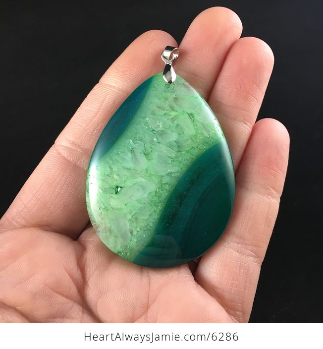 Green Druzy Agate Stone Jewelry Pendant - #WhHKVVQLbhs-1