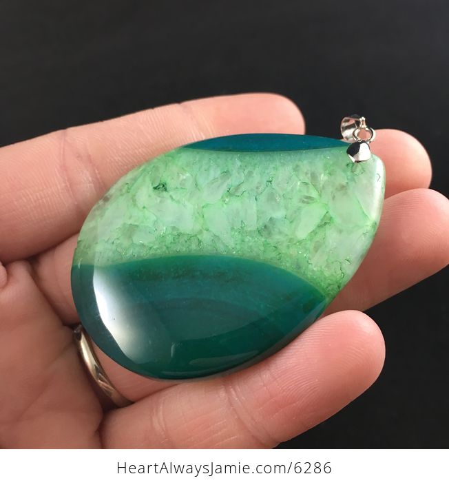 Green Druzy Agate Stone Jewelry Pendant - #WhHKVVQLbhs-3