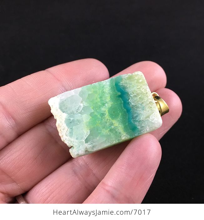 Green Druzy Agate Stone Jewelry Pendant - #bWvfx1agtTY-2