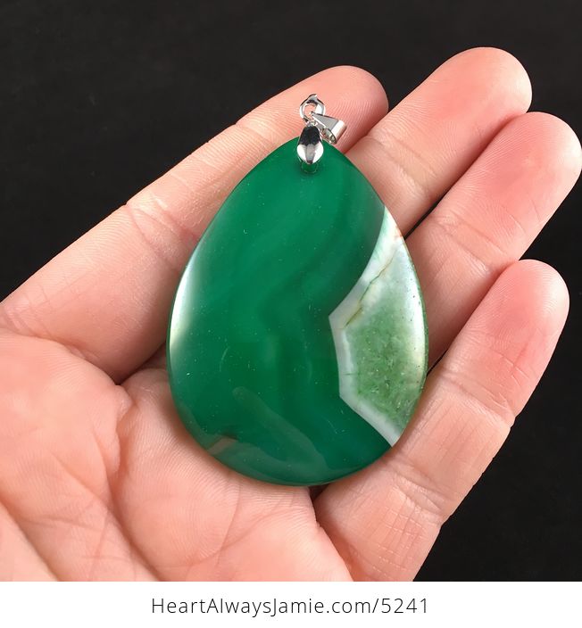 Green Druzy Agate Stone Jewelry Pendant - #nGyjcIliVm8-1